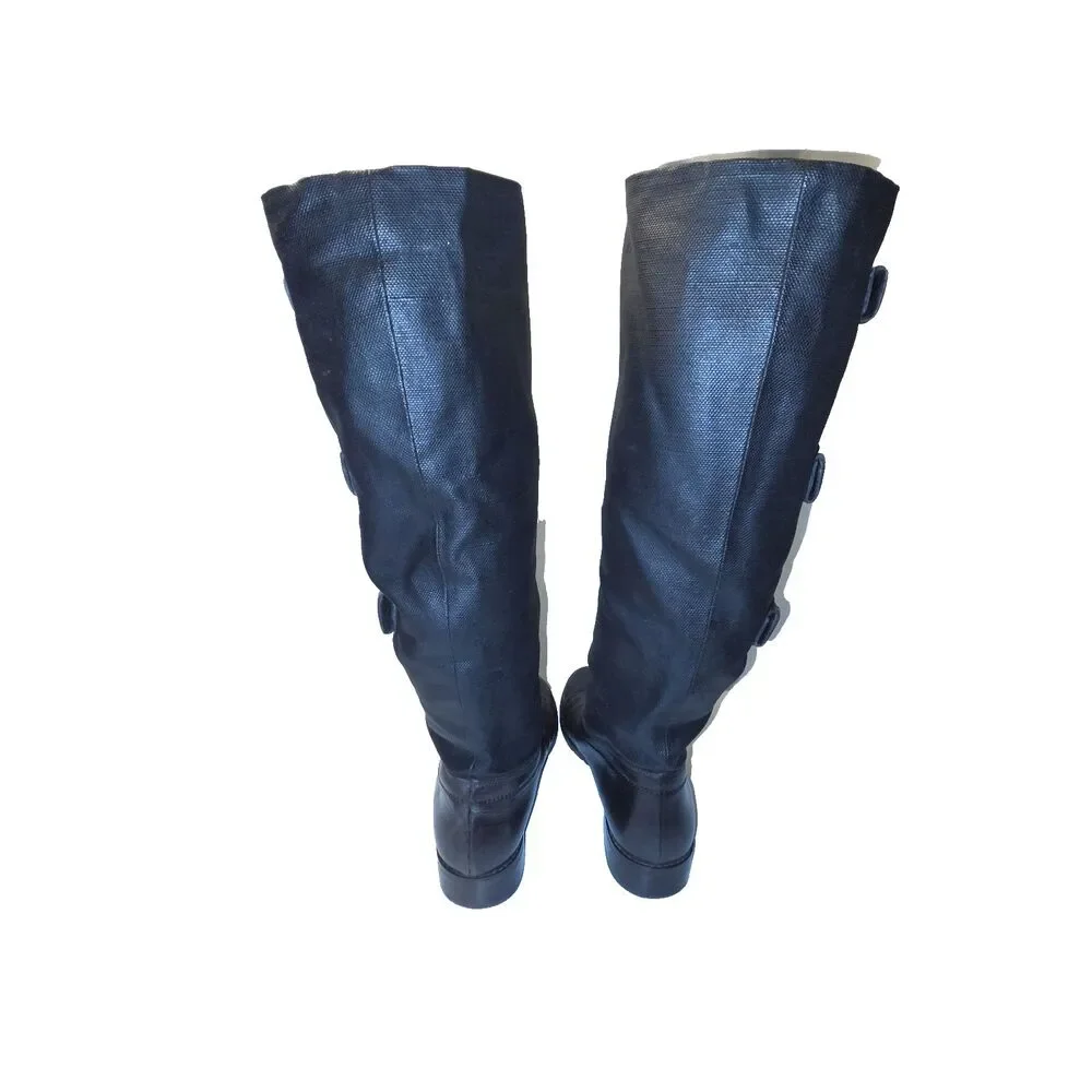 Stuart Weitzman Brown Leather & Coated Canvas Knee-High Boots Women's Size 8